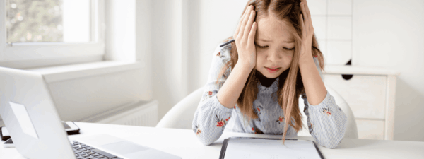 Girl frustrated with homework