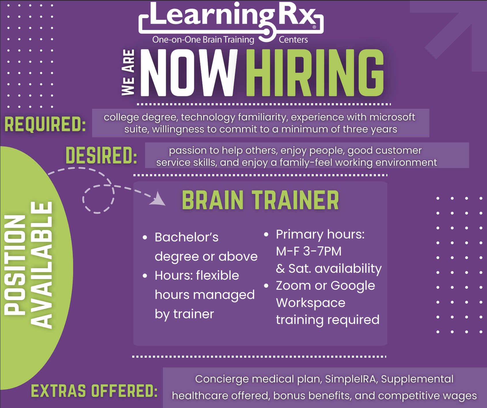 Job Application - LearningRx Brain Training