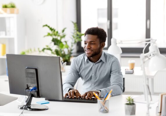 Working professional male on his computer