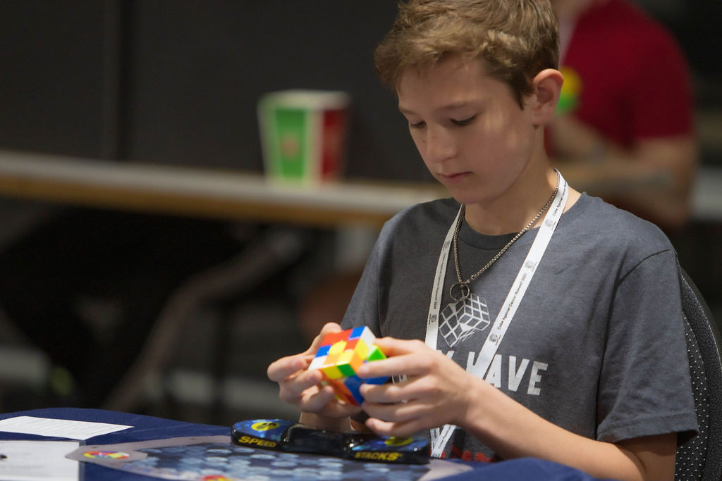 Photo of LearningRx Chattanooga student competing at Rubik's cube competition