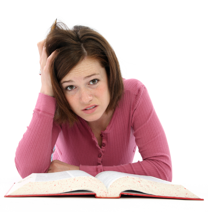 Girl frustrated with reading
