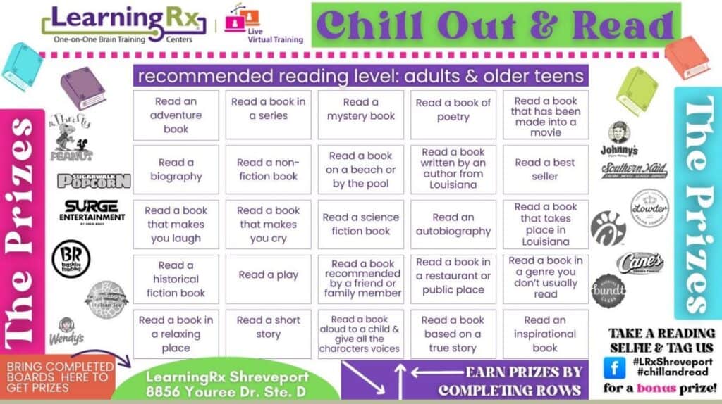 Reading bingo board for older teens and adults